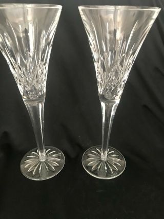 Set Of 2 Waterford Lismore 9 " Crystal Champagne Toasting Flutes