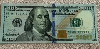 $100 One Hundred Dollar Bill 666 Serial Number Me 38759666 B Beast Uncirculated