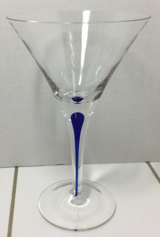 Orrefors Intermezzo Blue Martini Glass Stemmed Sweden Crystal