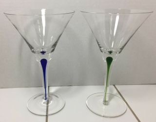 Orrefors Intermezzo Blue Martini Glass Stemmed Sweden Crystal 3