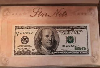 $100 1999 Federal Reserve Star Note,  In Collectors Folio