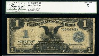 1899 $1 Silver Certificate Fr.  233 Very Good 8 Y93693796y
