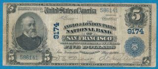 $5.  00 1902 P.  B.  The Anglo & London Paris N.  B.  Of San Fran,  Ca.  Chart.  9174