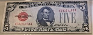 $5 1928D LEGAL TENDER NOTE - FR.  1529 - PMG 64 CHOICE UNCIRCULATED - NET - RED SEAL 2