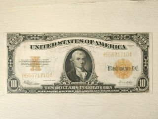 1922 $10 Dollar Bill Gold Certificate Xf