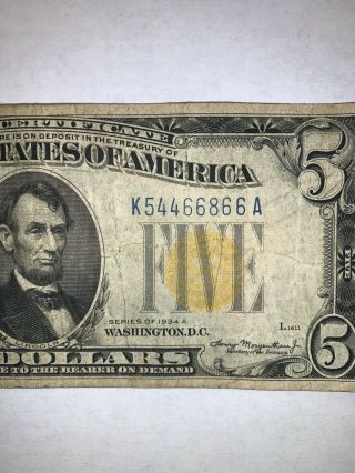 North Africa $5 (cool Serial Number) Emergency Silver Certificate Series 1934 A