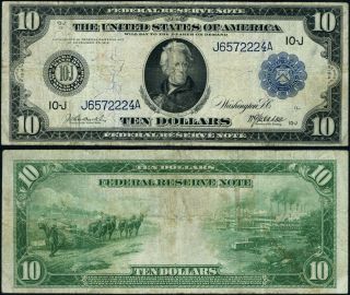 Fr.  940 $10 1914 Federal Reserve Note Kansas City Fine,