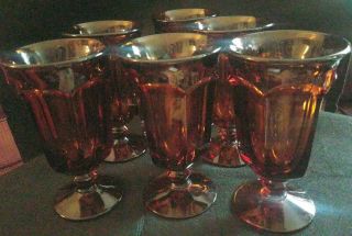 Imperial Glass Ohio - Old Williamsburg Amber 6 5/8 " Tall Iced Tea - Set Of 6