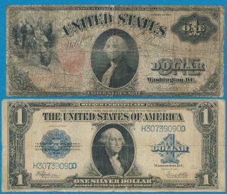 $1.  00 1917 Red Seal Legal Tender,  $1.  00 1923 Silver Certificate Imperfect Pair