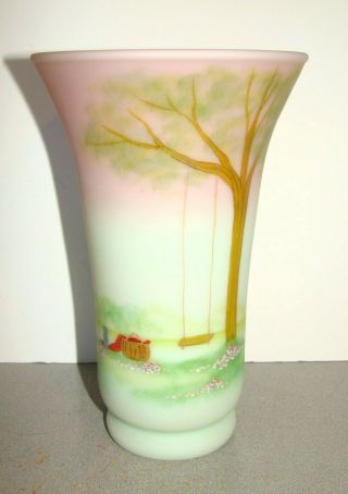 Fenton Lotus Mist Burmese Hand Painted Limited Edition Four Seasons Summer Vase