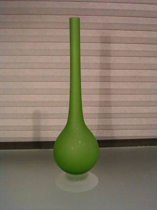 Vintage Carlo Moretti Satinato Frosted Green Glass Vase Rosenthal Netter Italy