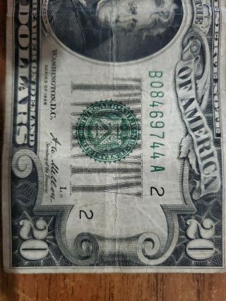 $20 1928 Twenty Dollar NY Federal Reserve Note Bill Currency REDEEM GOLD 3