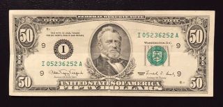 1990 Fifty Dollar Bill $50 Federal Reserve Minneapolis Minnesota (i 05236252 A)