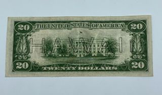 1934 A $20 Twenty Dollar Federal Reserve Note - Hawaii Wwii Circulated Note