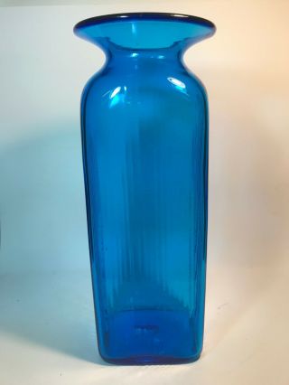 Vintage Blenko Glass 6421 Turquoise 16.  5 " Vase Architectural Joel Myers
