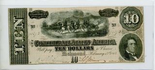 T - 68 $10.  1864 Confederate States Of America,  Cr 540 94293
