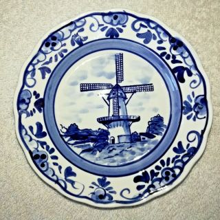 Delfts Blue Hand Painted Windmill Scene 5” Decorative Plate