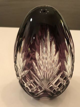 Magda Nemeth Signed & Numbered Amethyst Cut To Clear Crystal Egg,  4.  5” Tall