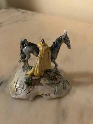Signed G.  Duso Lo Scricciolo Ceramic Figurine Horse - Top Of Lady Rider Missing