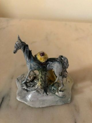 Signed G.  Duso Lo Scricciolo ceramic figurine Horse - top of lady rider missing 2