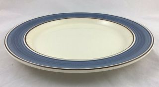Dinner Plate by KERRY Celtic Crafted in Ireland Ironstone Blue Band Brown Trim 3