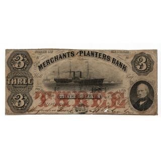 1856 - $3 Georgia,  Merchants & Planters Bank - Obsolete Note