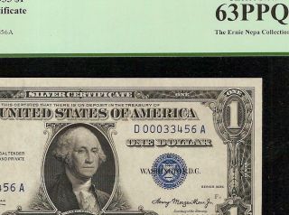 1935 $1 Dollar Bill Fancy Serial Number 33456 Ladder Silver Certificate Pcgs 63