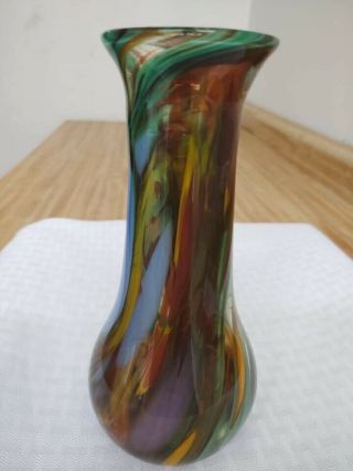 Henry Ford Museum hand crafted multi colored glass vase 3
