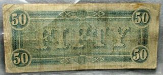 Civil War Relic Confederate $50.  00 Jeff Davis Note Issued Feb.  17,  1864 2