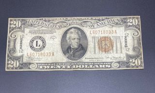 1934 A $20 Twenty Dollar Federal Reserve Hawaii Wwii Issue (l) San Francisco