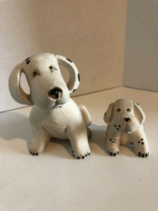 Polymer Clay Miniature Dalmation Dog Set Signed By Artist