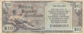 Usa / Mpc $10 Nd.  1951 M 28 Series 481 Position 42 Circulated Banknote