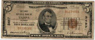 Series 1929 Five Dollars $5 National Bank Of Tampa Florida National Currency