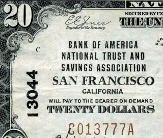 Hgr Sunday 1929 $20 San Francisco California ( (bank Of America))  Awesome Grade