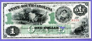 Usa State Of South Carolina 1866 $1 Crispy Cancelled Rare
