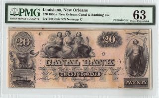 United States / Louisiana,  Orleans 1850s Pmg Choice Unc 63 50 Dollars