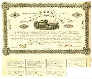 1862 $1000 Confederate Bond Only 1,  283 Issued