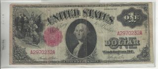 1917 $1.  00 United States Note Currency Red Seal Green Back Dollar Bill