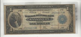 $1.  00 Kansas City Federal Reserve Note 1918 Green Eagle