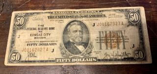 50 Dollars 1929 The Federal Reserve Bank Of Kansas City