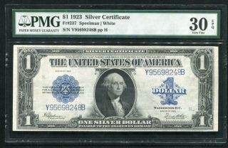 Fr.  237 1923 $1 One Dollar “horseblanket” Silver Certificate Pmg Very Fine - 30epq