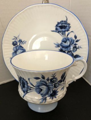Vintage Royal Crest Bone China Tea Cup And Saucer Blue Flowers Made In England