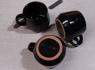 3 Vintage Frankoma Pottery Black Coffee Cups 6c