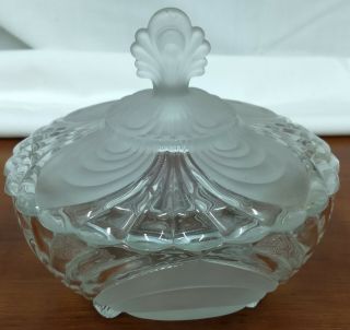 Cambridge Alpine Clear Caprice Frosted 3 Footed Round Covered Candy Dish Htf