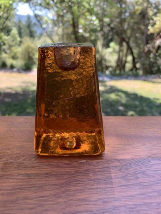Signed Copper Candle Holder Fire And Light Recycled Glass Candle Holder 3 1/4”