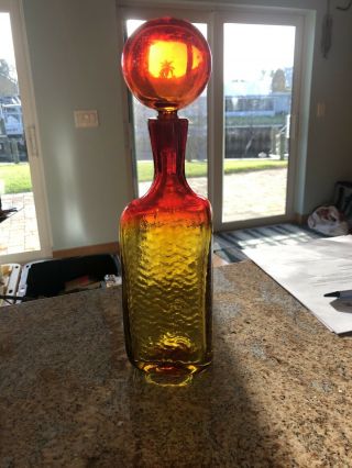 Vintage Amberina Glass Decanter Bottle With Stopper That Is In Good Shape Blenko