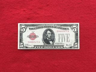 Fr - 1526 1928 A Series $5 Red Seal Us Legal Tender Note Vf - Xf