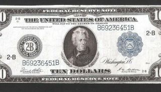 Rare Type C 1914 $10 Federal Reserve Note,  No Tears