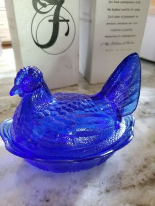 Fenton Glass Colbolt Blue Hen On Nest