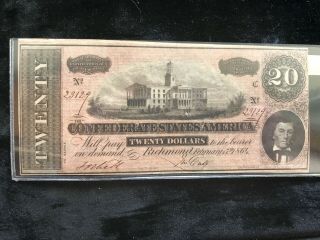 Confederate Currency 1864 Twenty Dollar T - 67/510 Vii Series